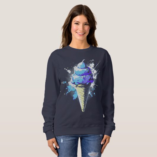 Distressed Abstract Ice Cream Splatter Dames Trui (Voorkant volledig)