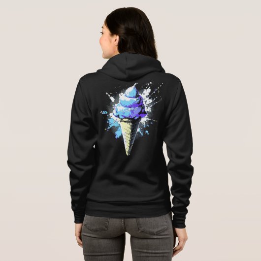 Distressed Abstract Ice Cream Splatter voor+achter Hoodie (Achterkant volledig)