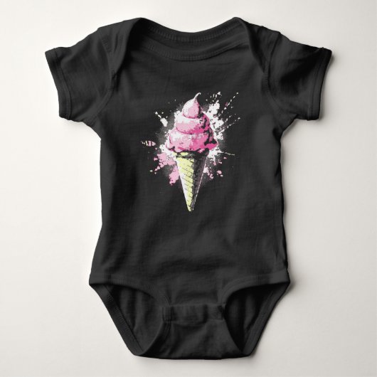 Distressed Abstract Pink Ice Cream Splatter Romper (Voorkant)