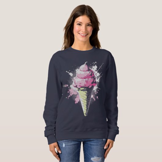 Distressed Abstract Pink Ice Cream Splatter Trui (Voorkant volledig)