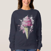 Distressed Abstract Pink Ice Cream Splatter Trui (Voorkant)