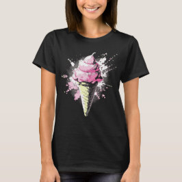 Distressed Abstract Pink Ice Cream Splatter Womens T-shirt