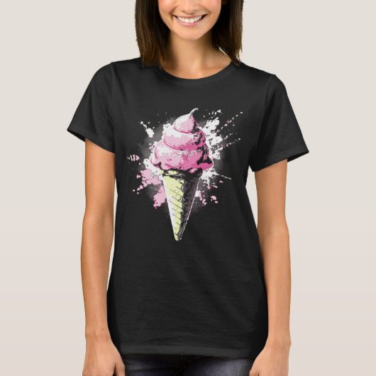 Distressed Abstract Pink Ice Cream Splatter Womens T-shirt (Voorkant)