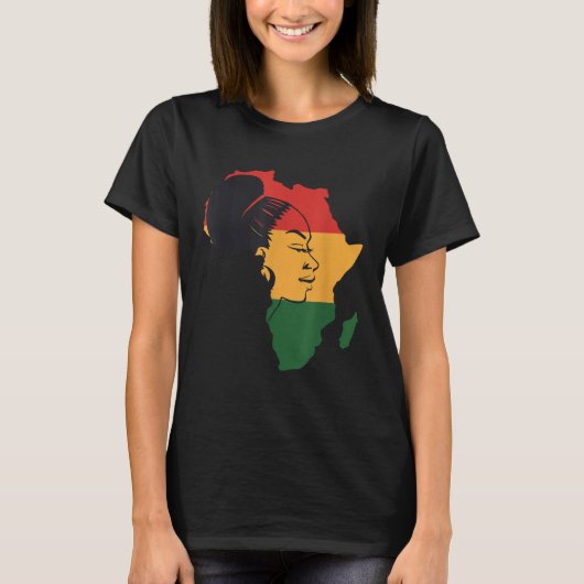 Distressed African Map With Afro Queen In Africa F T-shirt (Voorkant)