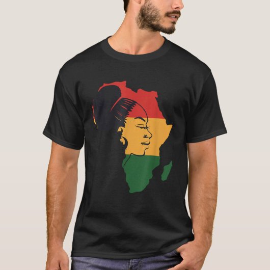 Distressed African Map With Afro Queen In Africa F T-shirt (Voorkant)