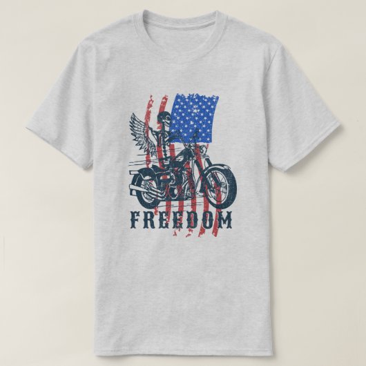 Distressed American Flag Motorcycle Rider Freedom T-shirt (Design voorkant)
