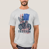 Distressed American Flag Motorcycle Rider Freedom T-shirt (Voorkant)