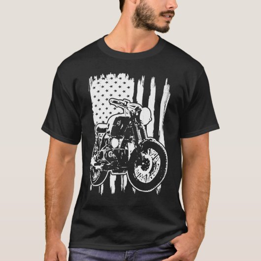 Distressed American Flag Motorcycle Rider T-shirt (Voorkant)
