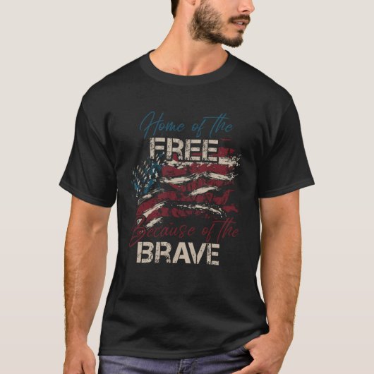 Distressed American Flag Patriotic Quote Veterans T-shirt (Voorkant)