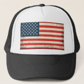 Distressed American Flag Patriotic Trucker Hat Pet (Voorkant)