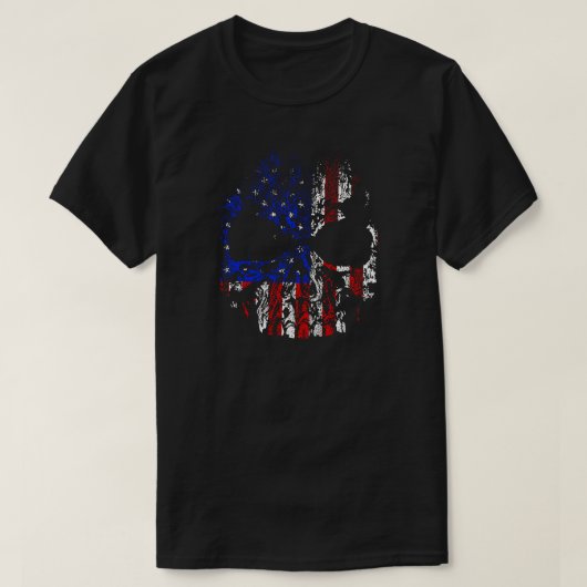 Distressed American Flag Skull T-shirt (Design voorkant)