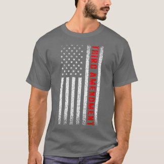 Distressed American Flag Third Amendment  T-shirt