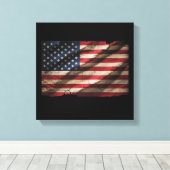 Distressed Amerikaanse Vlag Vierkant Canvas Print (Insitu (Houten vloer))