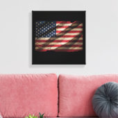 Distressed Amerikaanse Vlag Vierkant Canvas Print (Insitu (Woonkamer))