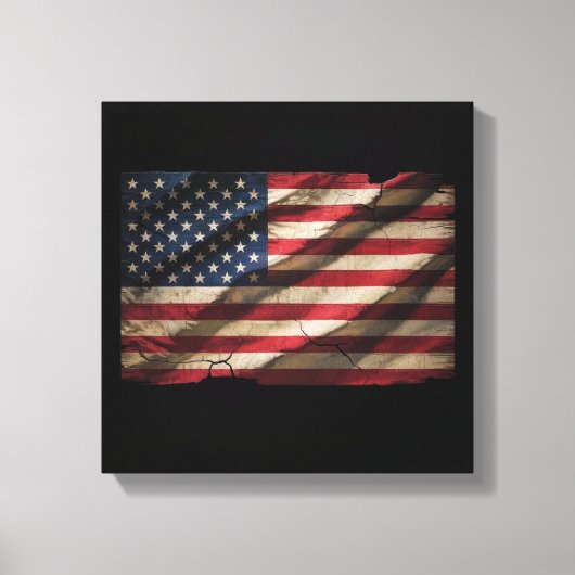 Distressed Amerikaanse Vlag Vierkant Canvas Print (Voorkant)