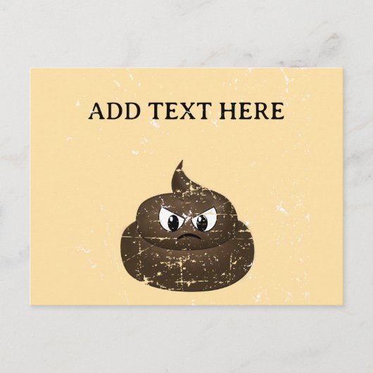 Distressed Angry Cartoon Poop Aangepaste tekst Briefkaart (Voorkant)
