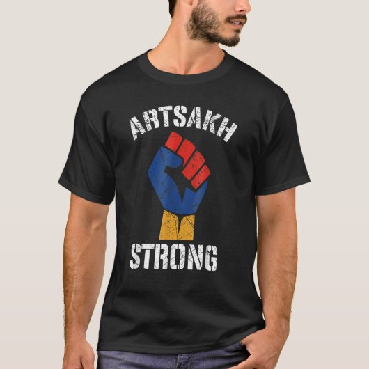 Distressed Artsakh Strong Artsakh is Armenia   Arm T-shirt (Voorkant)