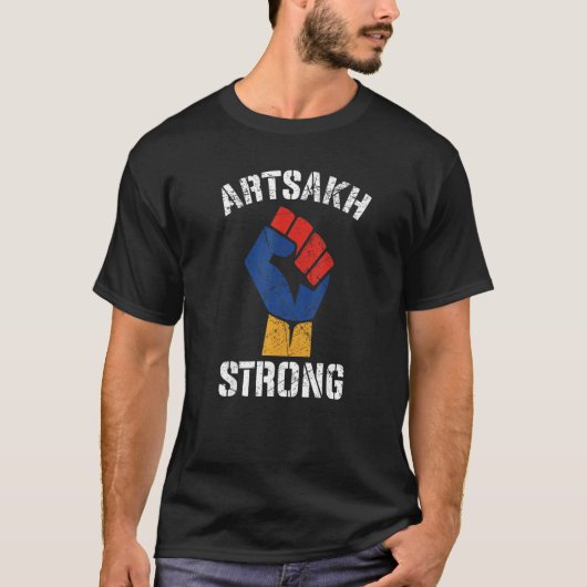 Distressed Artsakh Strong Artsakh is Armenia Arme T-shirt (Voorkant)