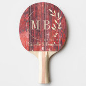 Distressed Barn Boards Leaf Wedding Monogram Tafeltennisbatje (Voorkant)