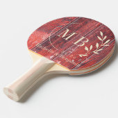 Distressed Barn Boards Leaf Wedding Monogram Tafeltennisbatje (Voorkant Gekanteld)