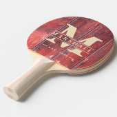 Distressed Barn Boards Monogram & Name Overlay Tafeltennisbatje (Voorkant Gekanteld)