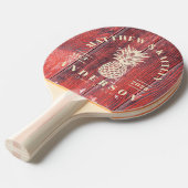 Distressed Barn Boards Tropical Pineapple Wedding Tafeltennisbatje (Voorkant Gekanteld)
