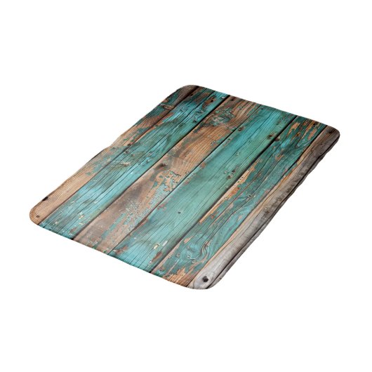 Distressed Barn Wood Blauwgroen Aqua Shabby Chic Badmat (Gekanteld)