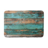Distressed Barn Wood Blauwgroen Aqua Shabby Chic Badmat (Voorkant)