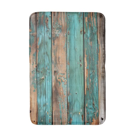 Distressed Barn Wood Blauwgroen Aqua Shabby Chic Badmat (Voorkant Verticaal)