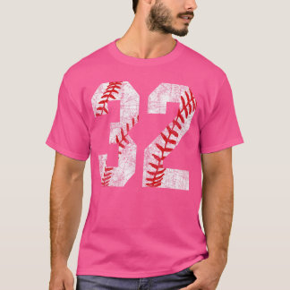 Distressed Baseball Number 32 Jersey Uniform Playe T-shirt