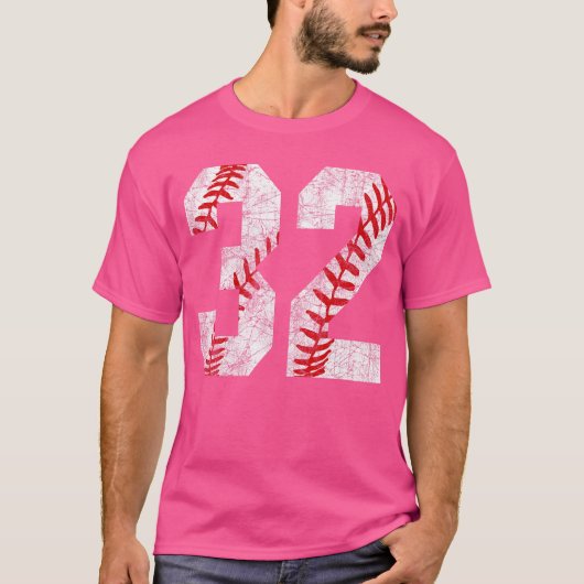 Distressed Baseball Number 32 Jersey Uniform Playe T-shirt (Voorkant)
