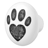 Distressed Black Heart Pawprint Ceramic Knob Keramische Knop (Rechts)