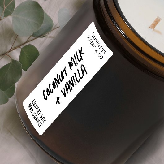 Distressed Black White Candle Thin Vertical Label