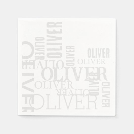 Distressed Bleek Grey Typography Wit Servet (Voorkant)