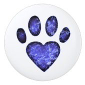 Distressed Blue Heart Pawprint Keramische Knop (Voorkant)