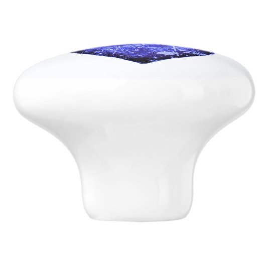 Distressed Blue Heart Pawprint Keramische Knop (Zijkant)