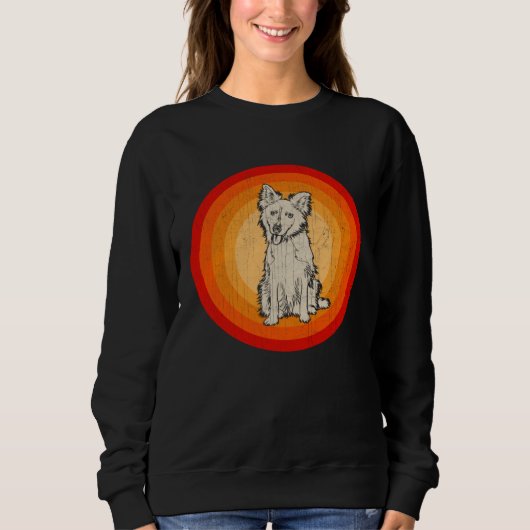 Distressed Border Collie Dog  Retro Style Trui (Voorkant)