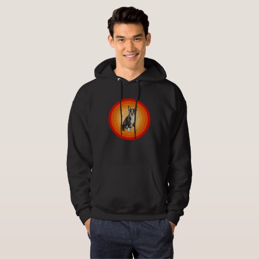 Distressed Boston Terrier  Retro Style Hoodie (Voorkant volledig)