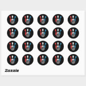 Distressed Bowling voor mannen Bowling pins en LL Ronde Sticker (Vel)