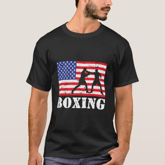 Distressed Boxing Usa American Flag Boxer Fighter T-shirt (Voorkant)