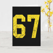 Distressed Bright Gold Number 67 Jersey Player Uni Kaart (Gele Bloem)