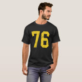 Distressed Bright Gold Number 76 Jersey Player Uni T-shirt (Voorkant volledig)