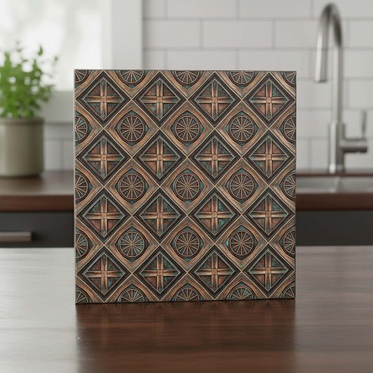 Distressed Bronze & Teal Metal #16 ID1227 Tegeltje