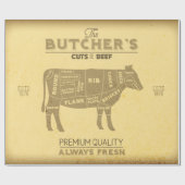 Distressed Butcher Snijdt Van Rundvlees Koe Diagra Cadeaupapier (Vlak)