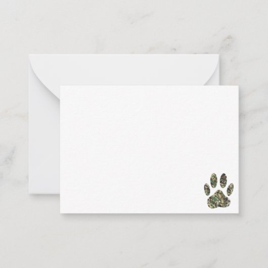 Distressed Camo Dog Paw Print Blank Notitiekaartje (Voorkant)