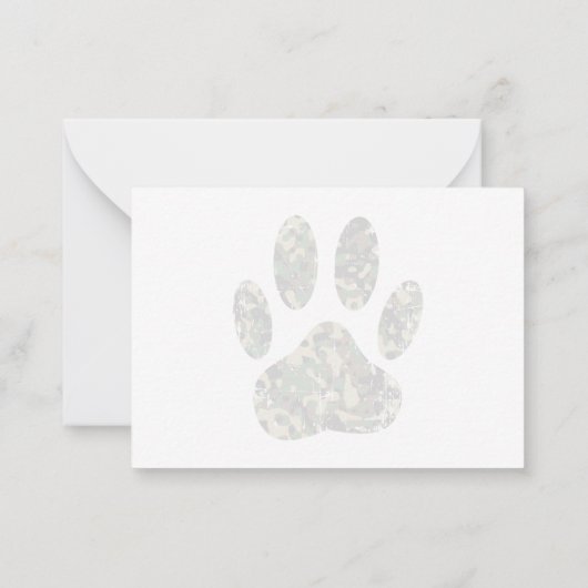 Distressed Camo Dog Paw Print Just a Note Notitiekaartje (Achterkant)