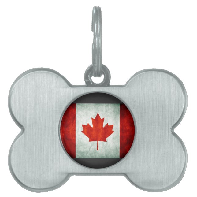Distressed Canada Flag Huisdieren Naamplaatje (voorkant)