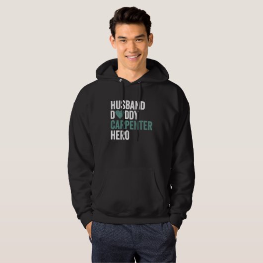 Distressed Carpenter  Husband Daddy Carpenter Hero Hoodie (Voorkant volledig)