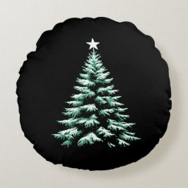 Distressed Christmas Tree Green Peppermint Stripes Rond Kussen