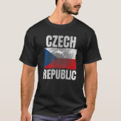 Distressed Czech Republic Flag Graphic For Men Wom T-shirt (Voorkant)